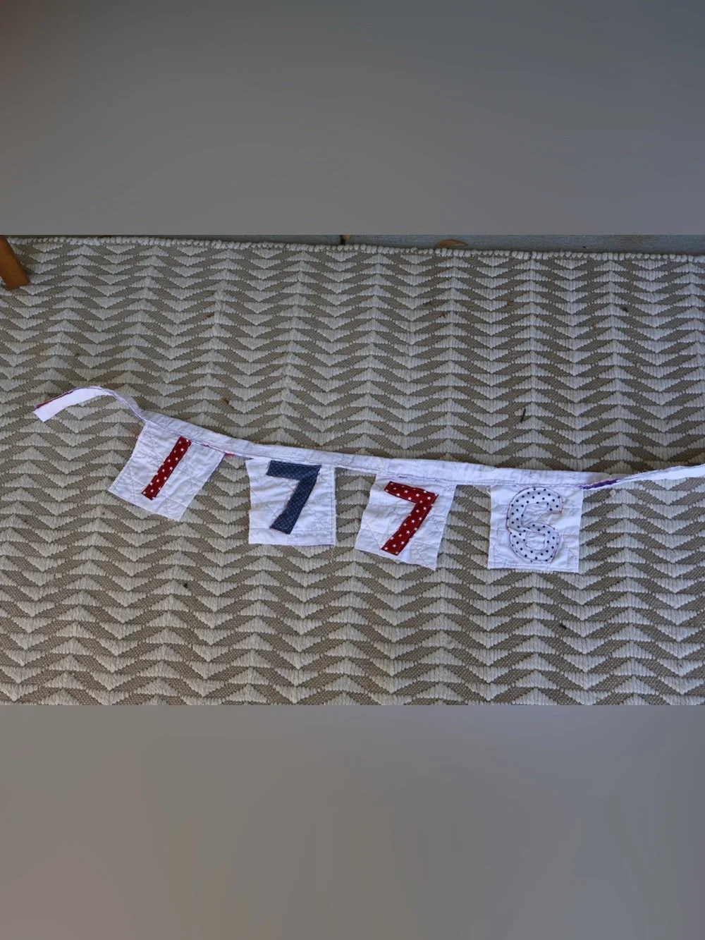 Patriotic Fabric Banner with Number 7 Panels